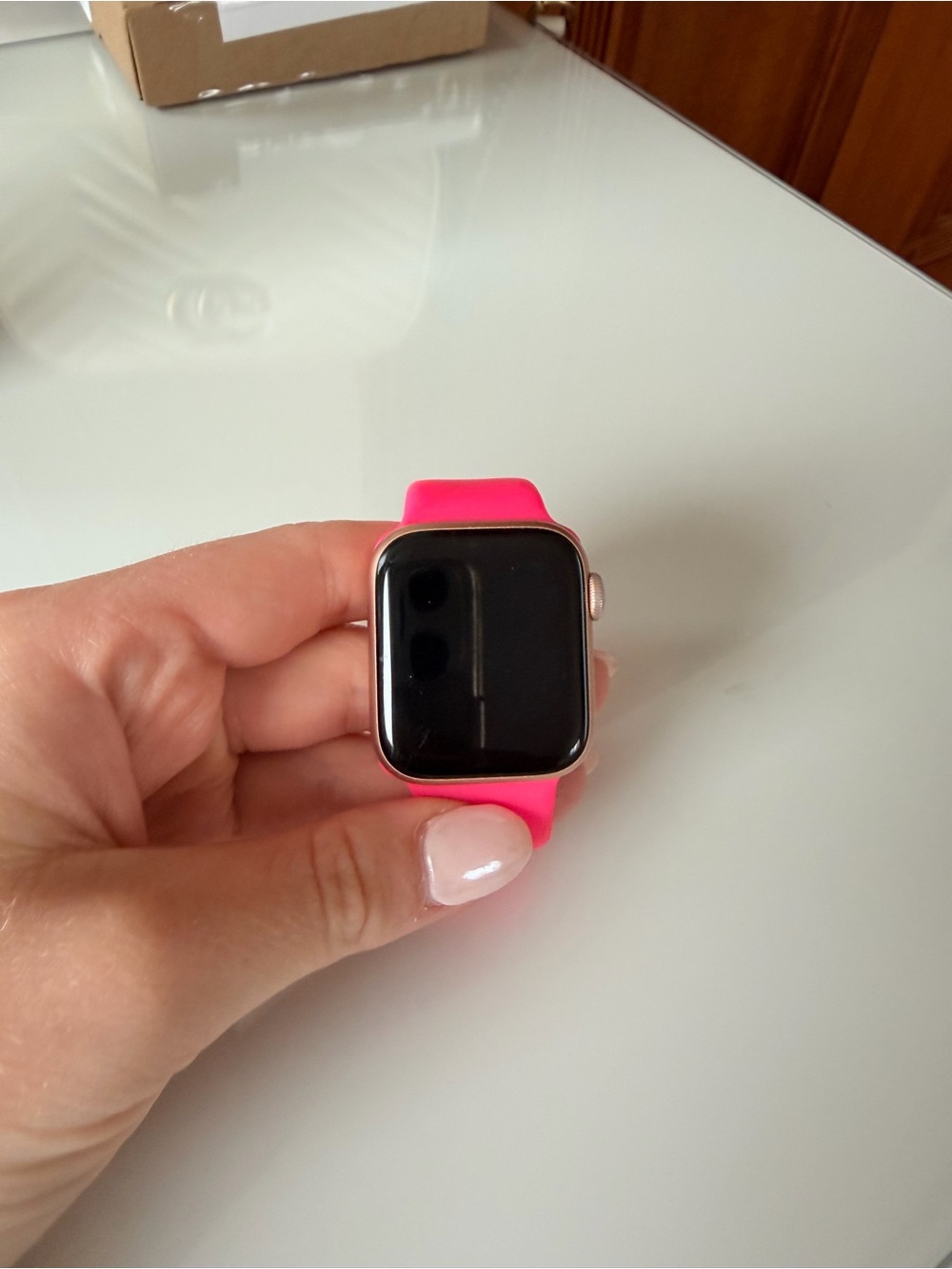 Apple Pink Smartwatch with Hot Pink Silicone Band